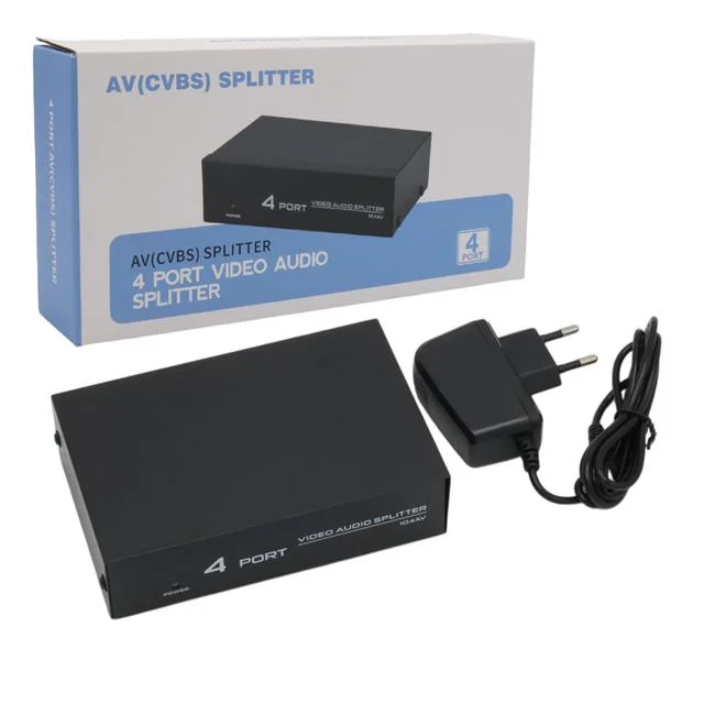 AV-104 4 Port AV CVBS RCA Video Audio Splitter Çoğaltıcı Dağıtıcı görsel 3