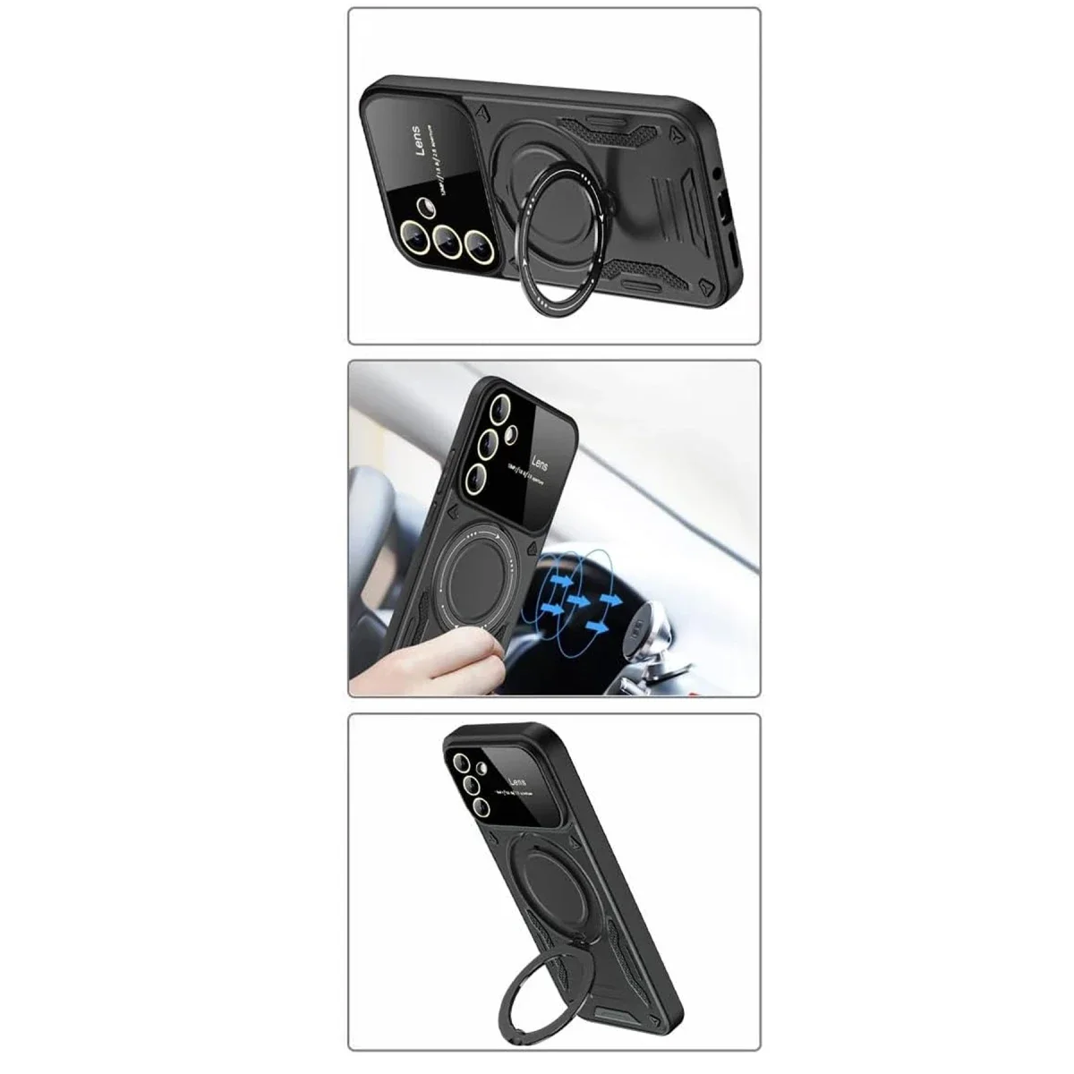 Samsung Galaxy S24 FE Kılıf Joy Lens Standlı Kapak - Mor görsel 2