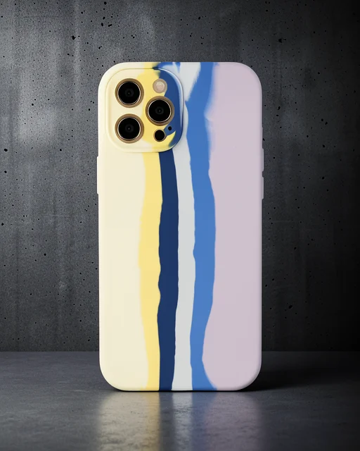 Apple İphone 12 Pro Max Kılıf Ebruli Lansman Silikon - Sarı-lila