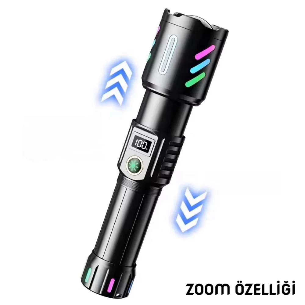 WS-9944 20W Zoomlu Fosforlu Metal Şarjlı El Feneri görsel 4
