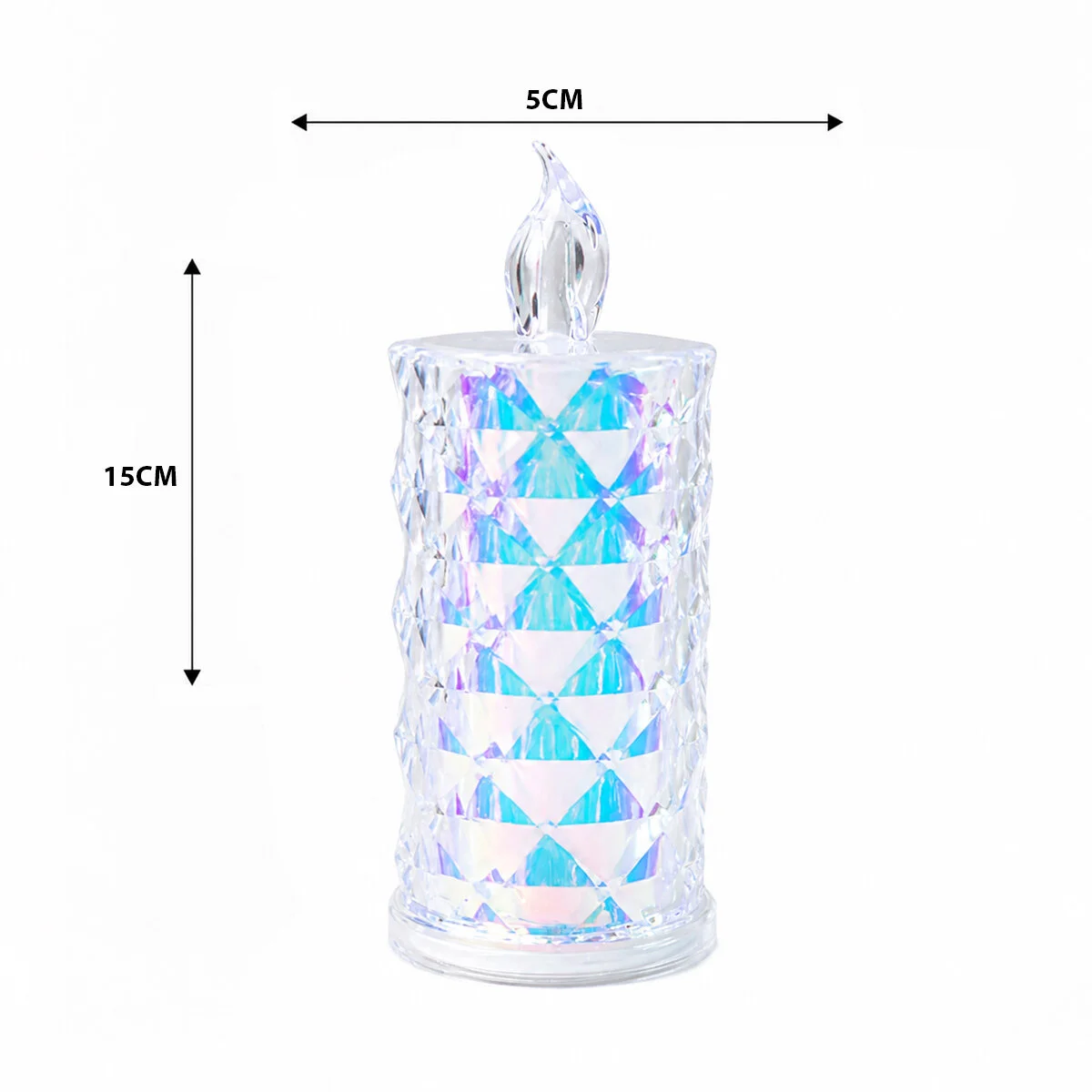 12 Adet Led Candle Kamp Büyük Boy= ÇAP:5CM - Y: 16CM Pilli Led Mum ka Kristal Plastik YAKUT-13637