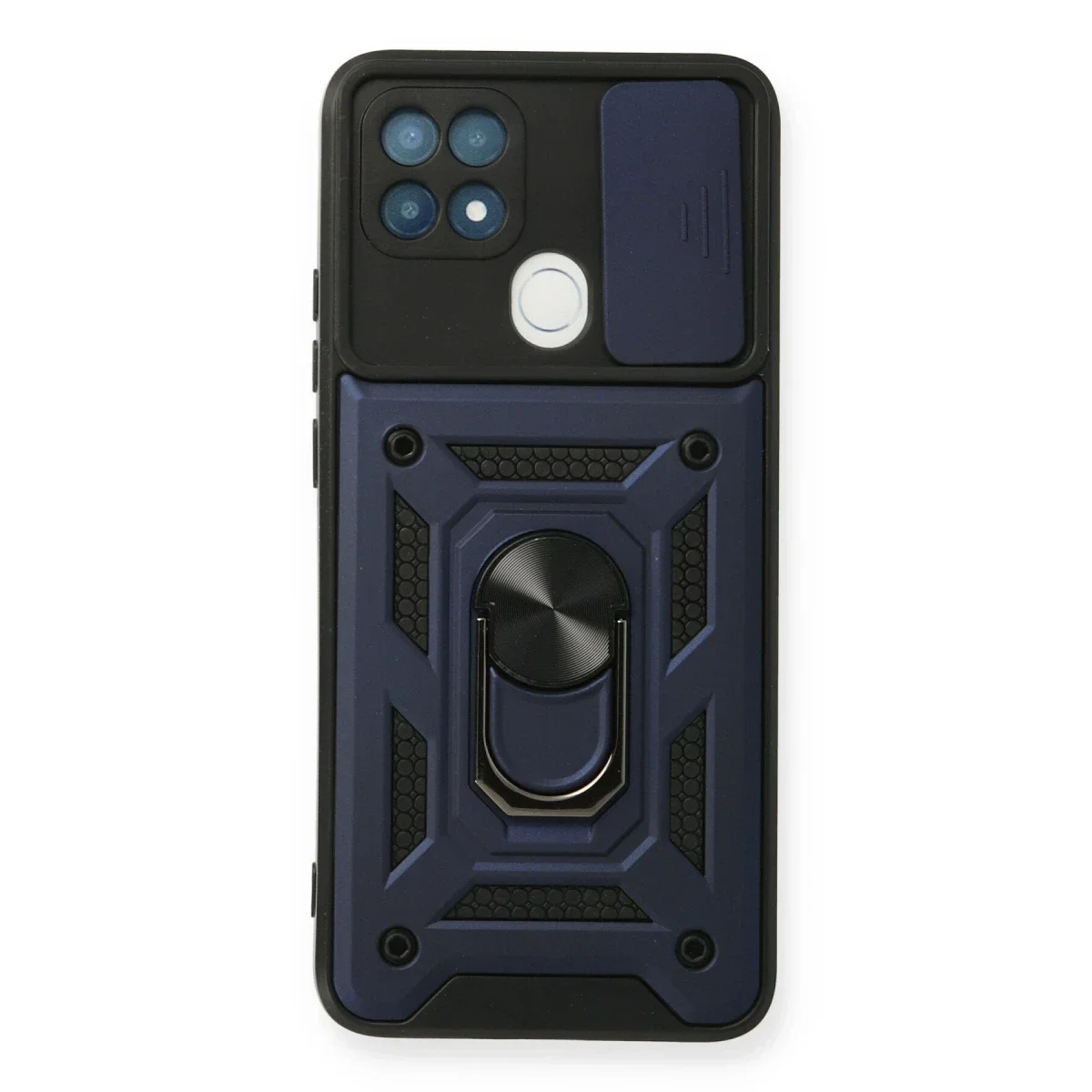 Oppo A15 Kılıf Pars Lens Yüzüklü Silikon - Lacivert