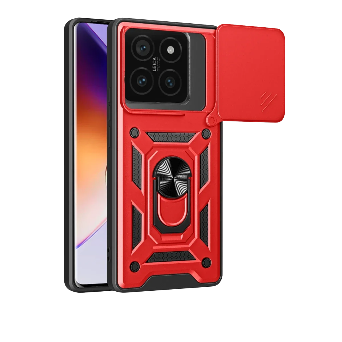 Xiaomi Mi 14T Pro Kılıf Pars Lens Yüzüklü Silikon - Kırmızı