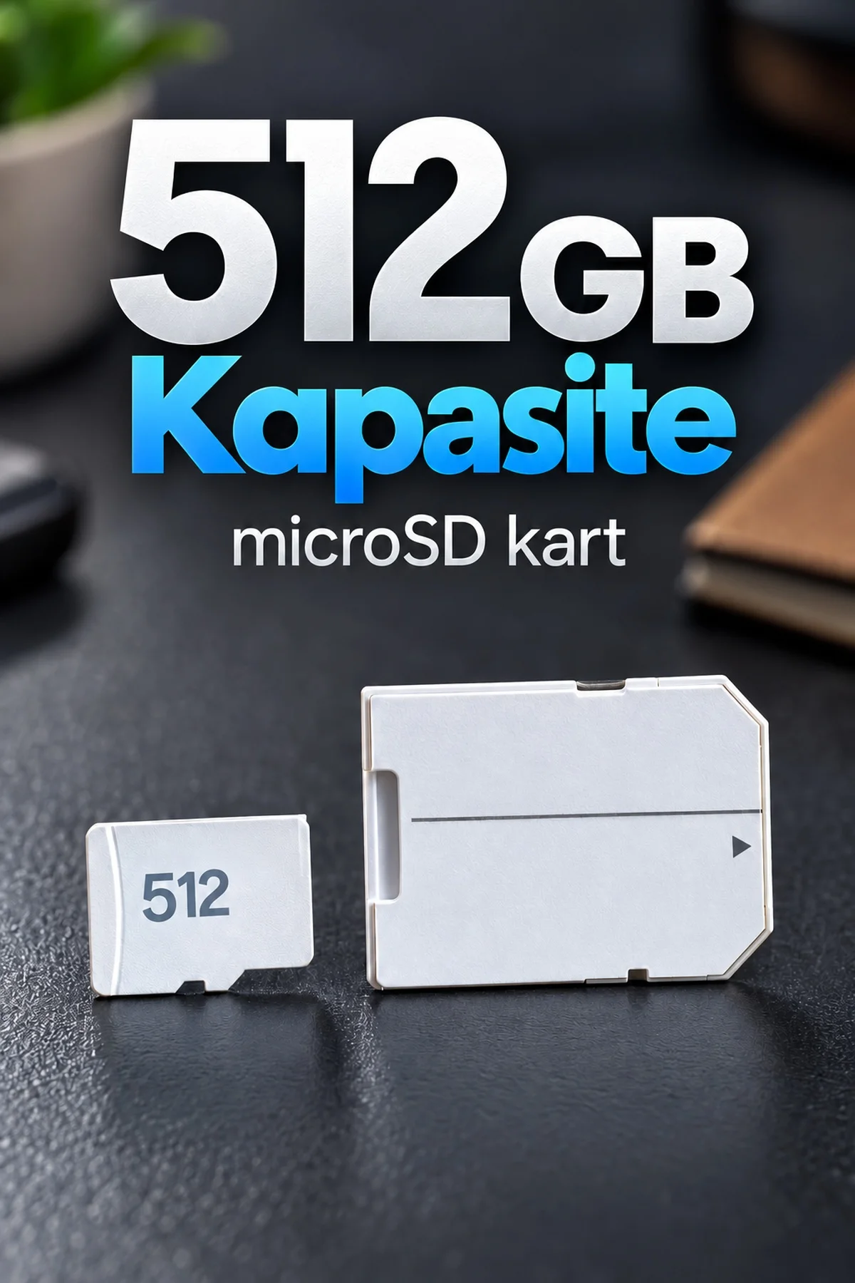 512 GB Bellek Kartı MicroSD ve SD Adaptör
