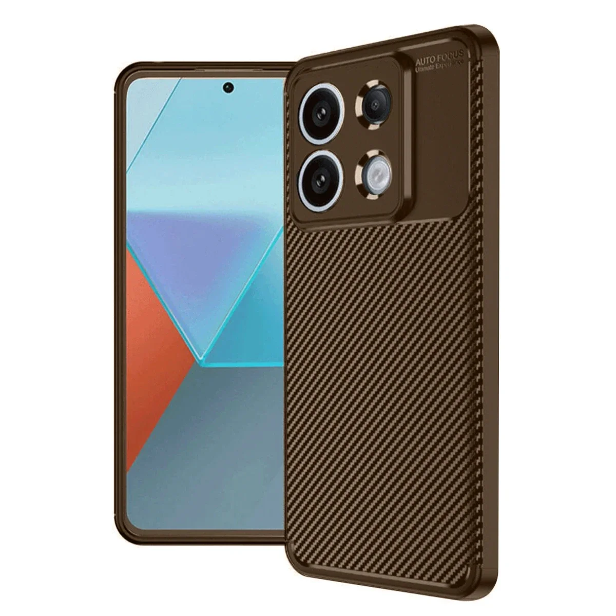Xiaomi Redmi Note 13 Pro 4G Kılıf Auto Focus Karbon Kapak - Kahverengi