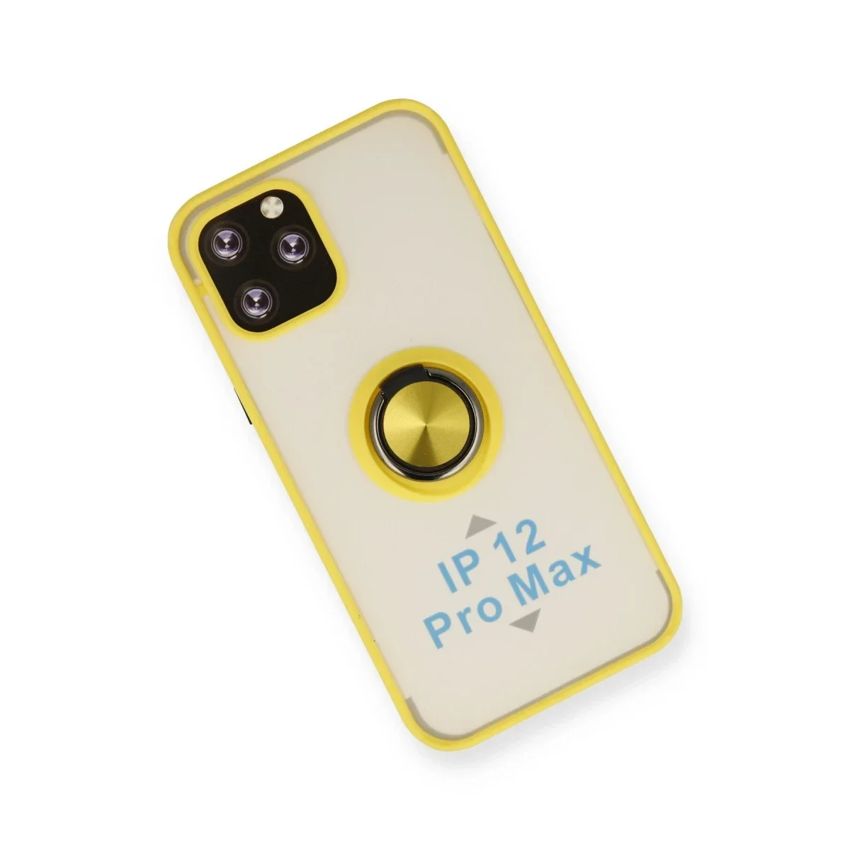 Apple iPhone 12 Pro Kılıf Montreal Yüzüklü Silikon Kapak - Sarı görsel 3