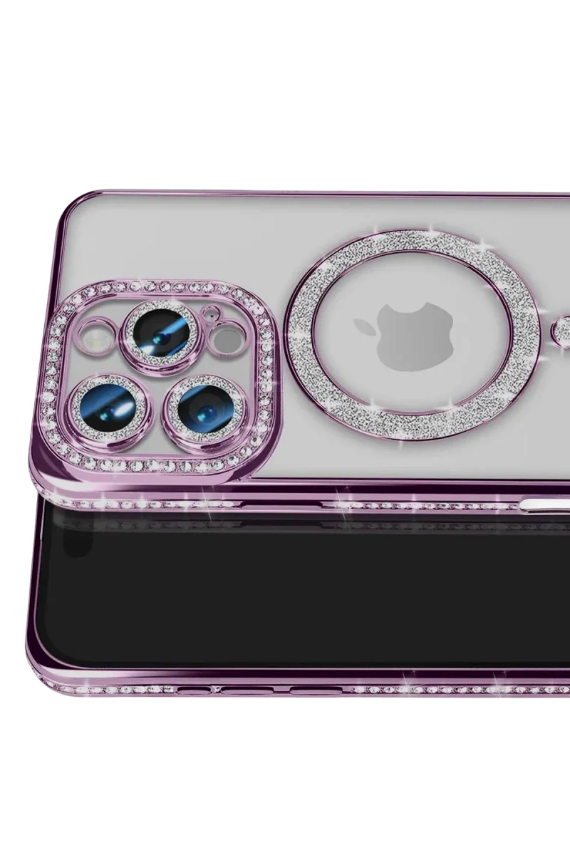 Apple iPhone 16 Pro Max Kılıf Joke Simli Magneticsafe Kılıf - Derin Mor görsel 2