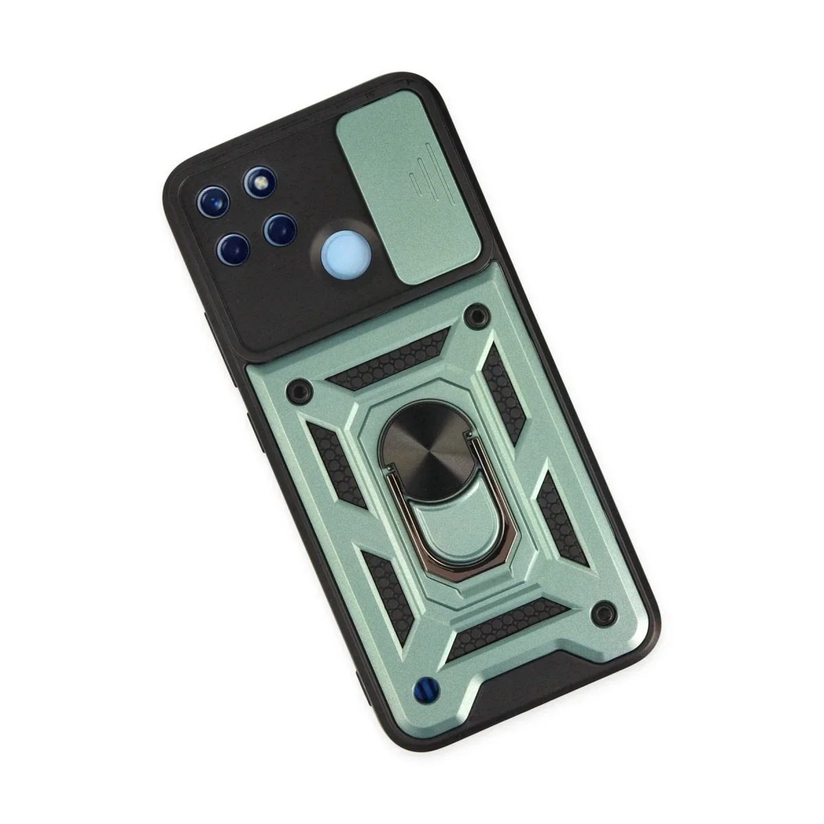 Realme C25Y Kılıf Pars Lens Yüzüklü Silikon - Yeşil görsel 3