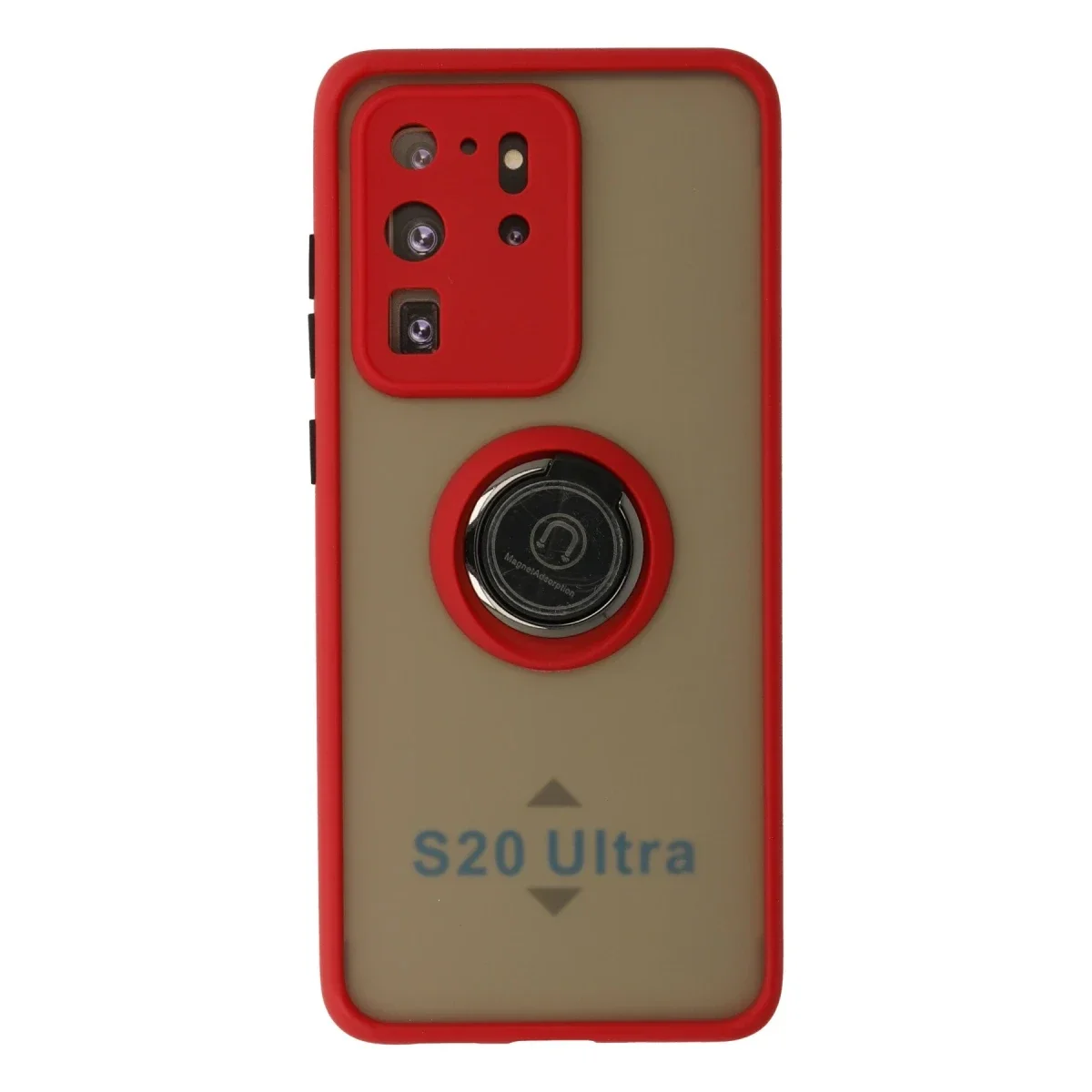 Samsung Galaxy S20 Ultra Kılıf Montreal Yüzüklü Silikon Kapak - Kırmızı
