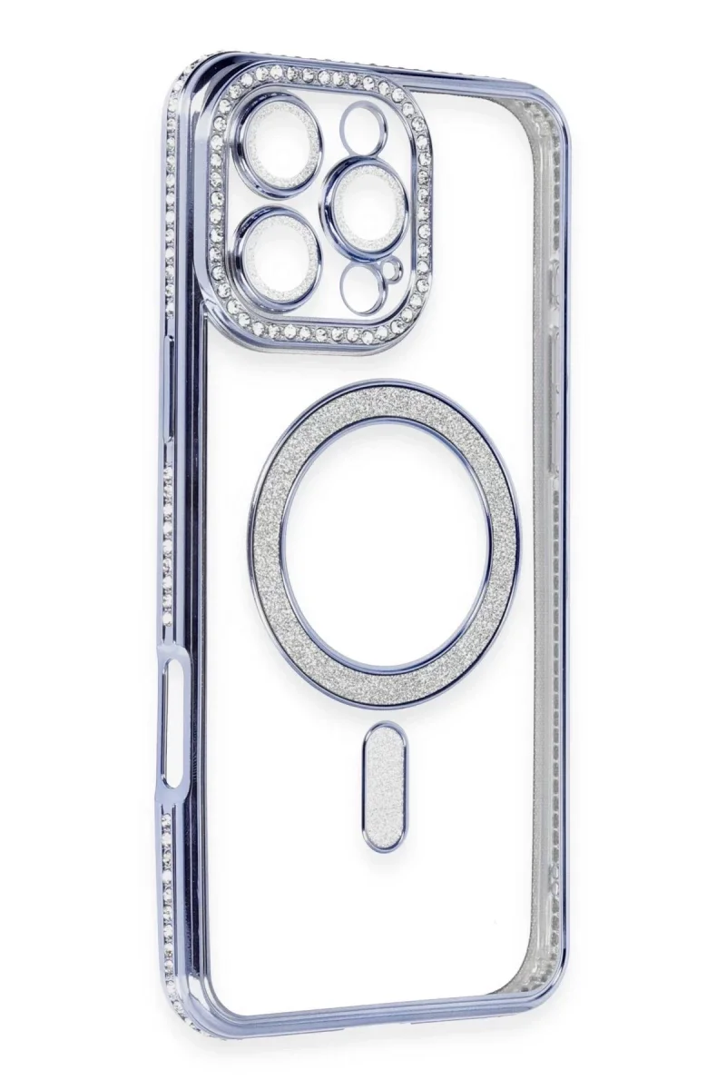 Apple iPhone 16 Pro Kılıf Joke Simli Magneticsafe Kılıf - Mavi görsel 3
