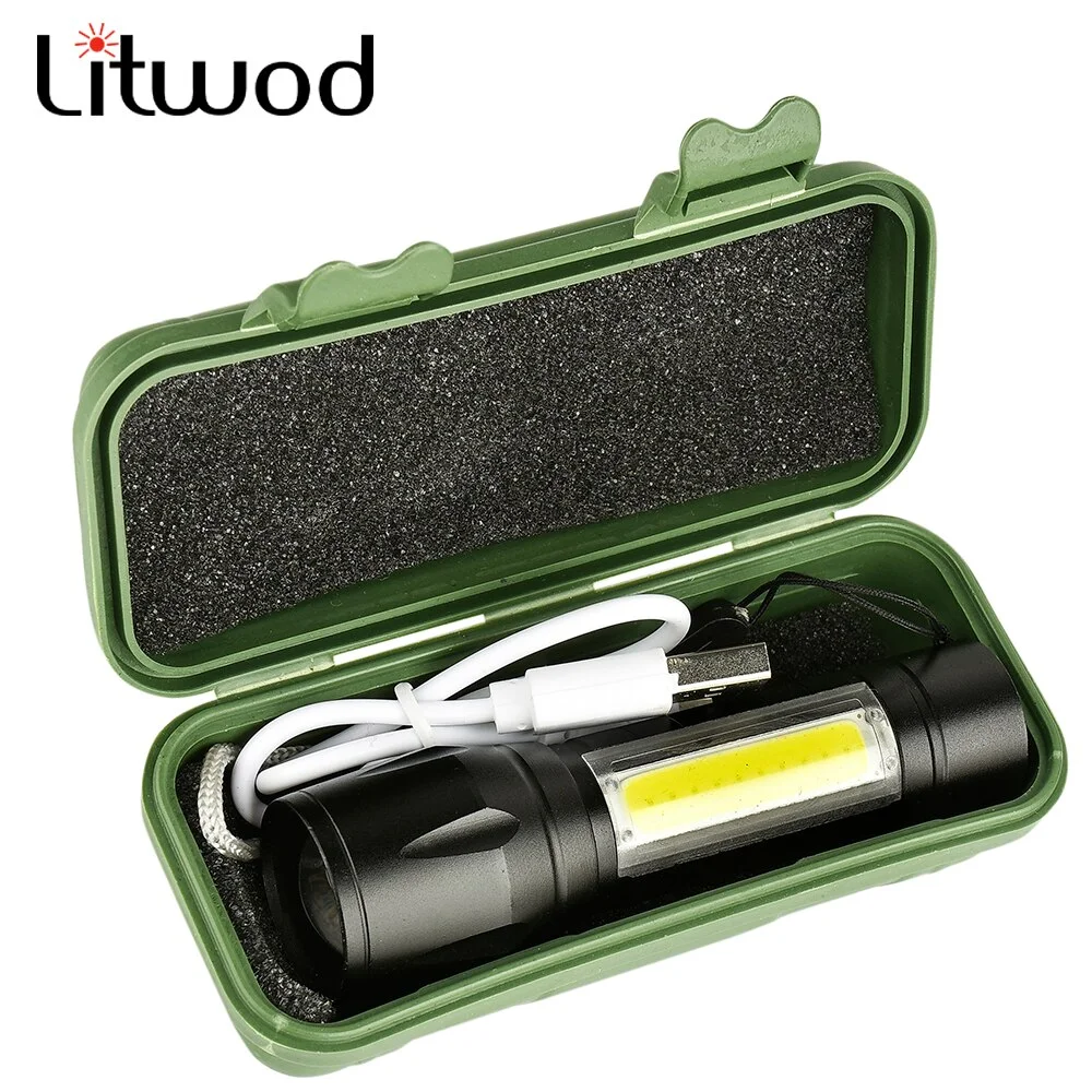 2500 Lumens + 5W COB LED USB Lion Şarjlı Ultra Güçlü Q5 XPE Su Geçirmez Şarjlı El Feneri görsel 4