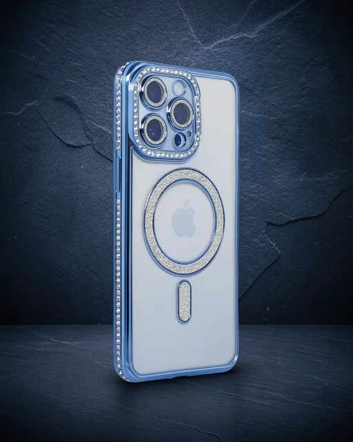 Apple İphone 14 Pro Kılıf Joke Simli Magneticsafe Kılıf - Mavi