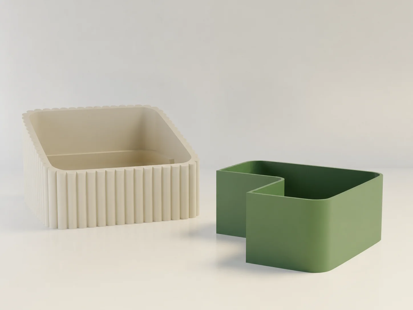 3D Baskı Fıstık Kasesi - Çift Hazneli Kabuk Ayırıcı Sunum Kasesi - Bej Yeşil görsel 2