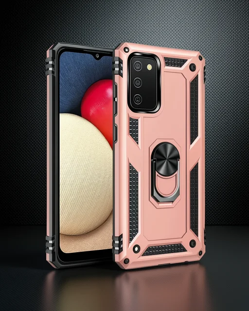 Samsung Galaxy A03s Kılıf Sofya Yüzüklü Silikon Kapak - Rose
