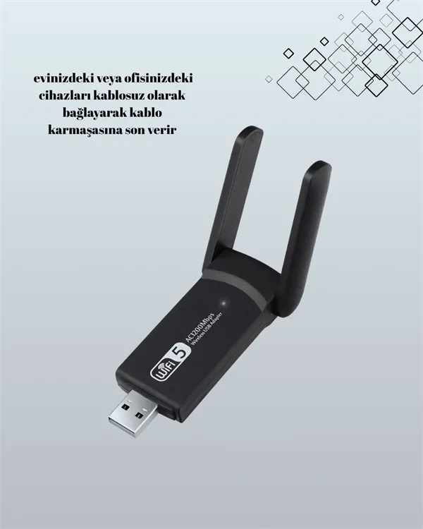 USB 3.0 Wireless Adaptör – 2.4GHz & 5GHz Destekli görsel 3