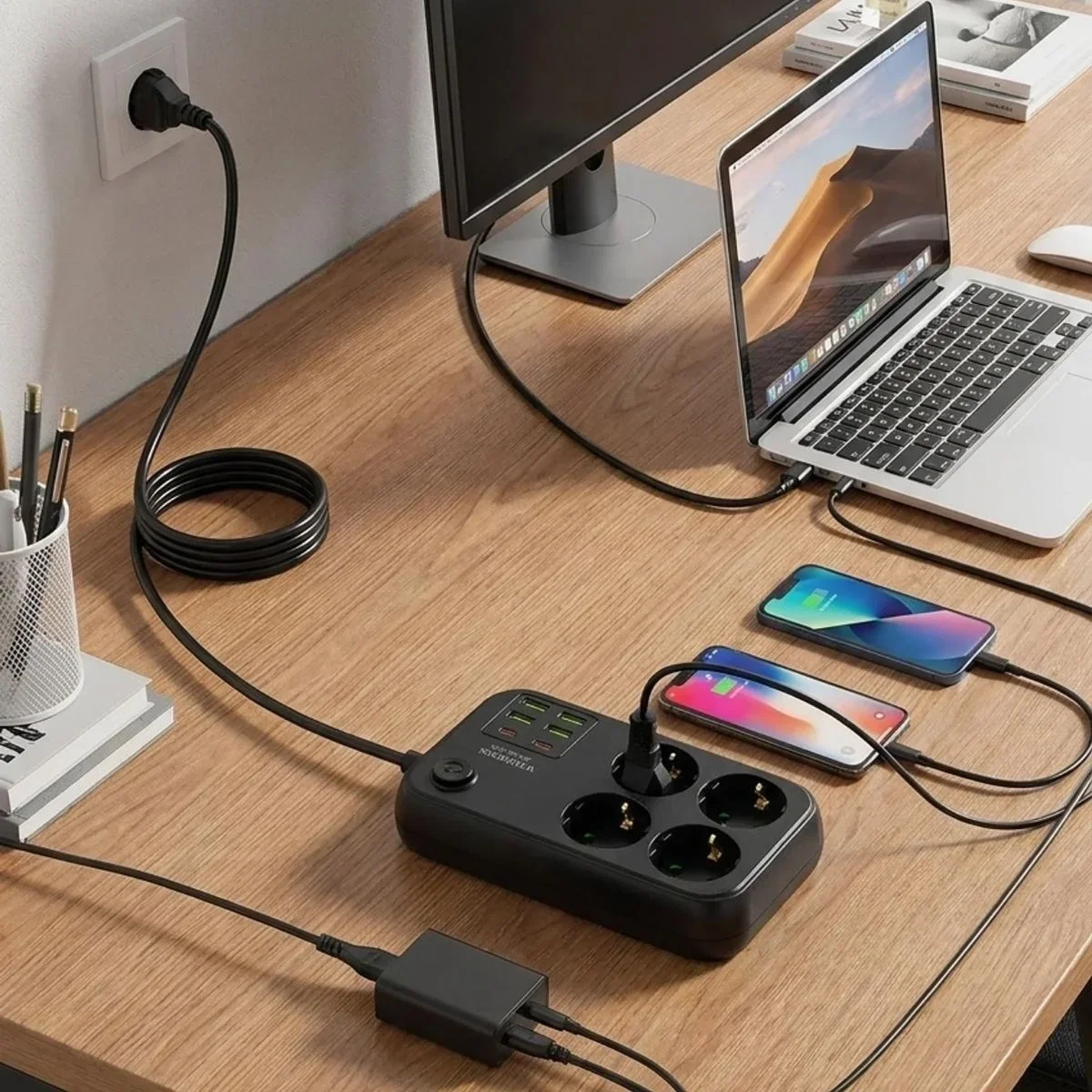 ieg™ Çoklu Priz Uzatma Kablosu 4 Soket + 4 USB + 2 Type-C – Termal Akım Korumalı, Isıya Dayanıklı, Çocuk Korumalı Güvenli Priz 100-250V görsel 3