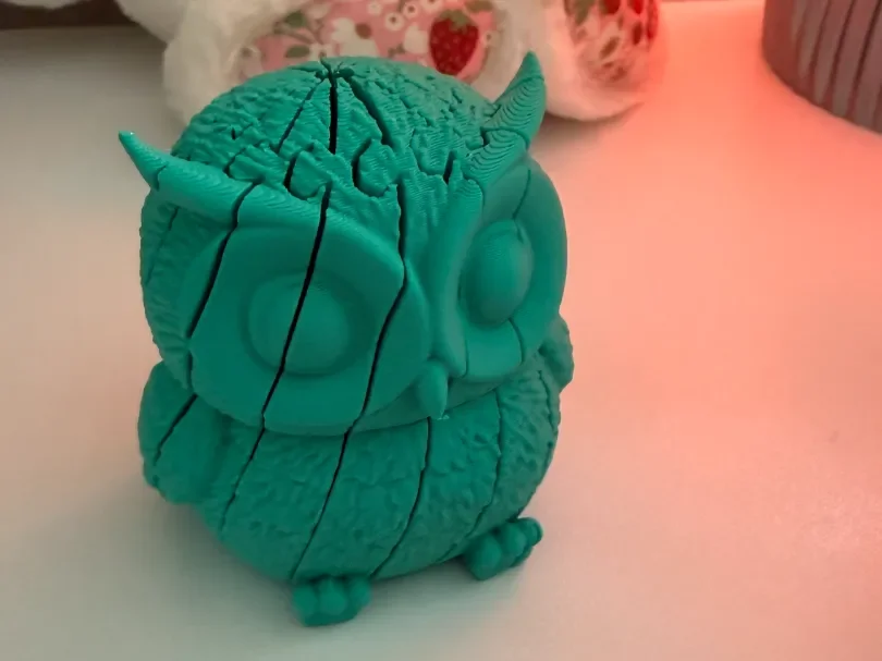 3D Baskı Hareketli Baykuş Figürü - Eklemli Flexi Oyuncak - Mint