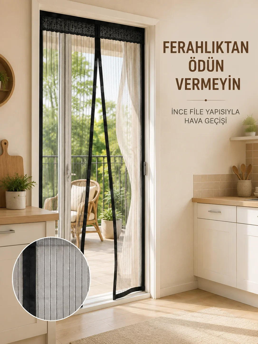 Siyah Mıknatıslı Kapı Sinekliği Sinek ve Böceklere Karşı Koruyucu File