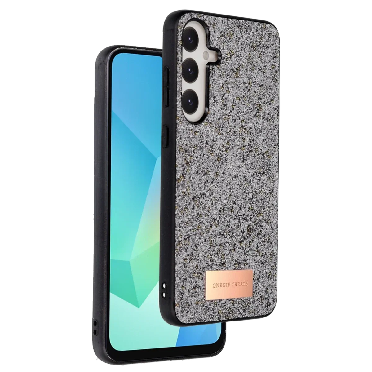 Onegif Samsung Galaxy A56 Bright Simli Kapak - Gümüş