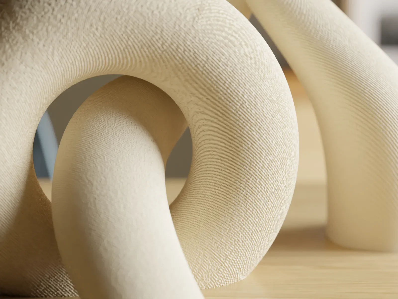 3D Baskı Interlocking Vazo - İç İçe Geçen Dekoratif Vazo-Bej görsel 2