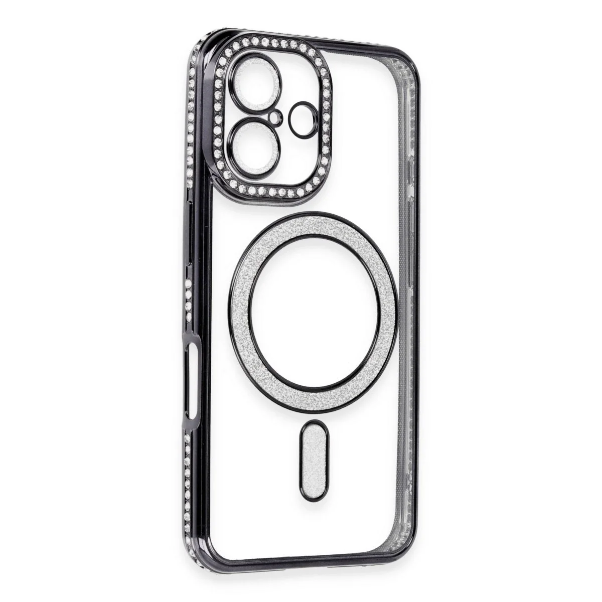 Apple İphone 16 Kılıf Joke Simli Magneticsafe Kılıf - Siyah görsel 3