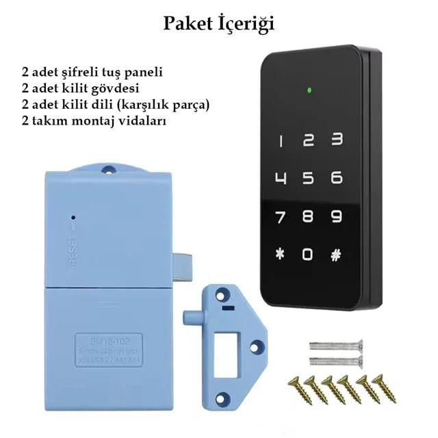 PM-26728 RFID Ve Tuş Panelli Dijital Elektronik Kapı Dolap Kilidi (2’li Paket) görsel 4