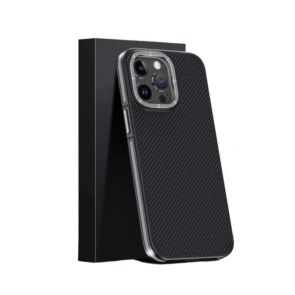 Joko Apple iPhone 15 Pro Max Kılıf Aramid 600D Kevlar Karbon Fiber Magsafe Kapak - Gri görsel 2
