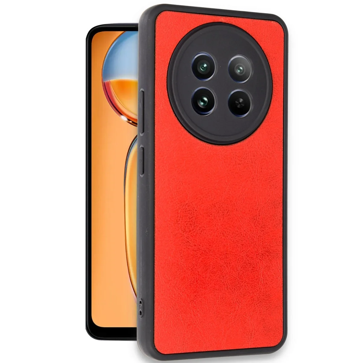Realme 12 5g Kılıf Aras Deri Kapak - Kırmızı görsel 2