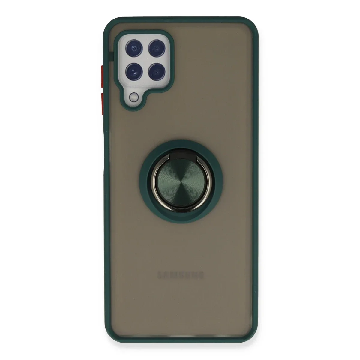 Samsung Galaxy A22 Kılıf Montreal Yüzüklü Silikon Kapak - Yeşil