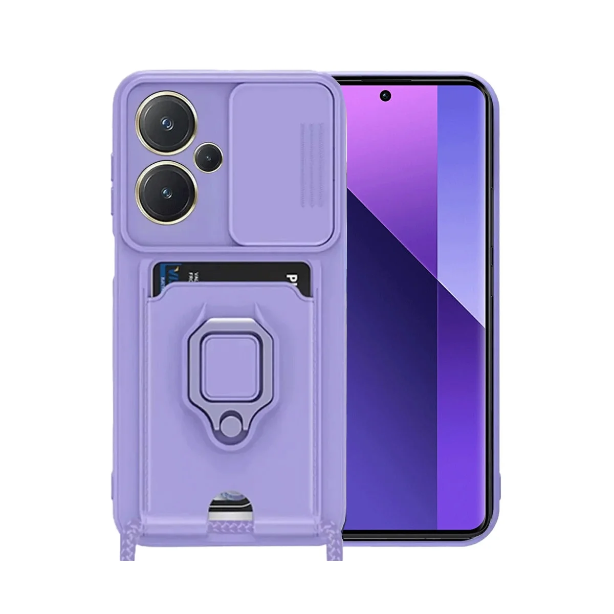Xiao Red Note 13 Pro Plus Kılıf Zuma Kartvizitli Yüzüklü Silikon - Lila