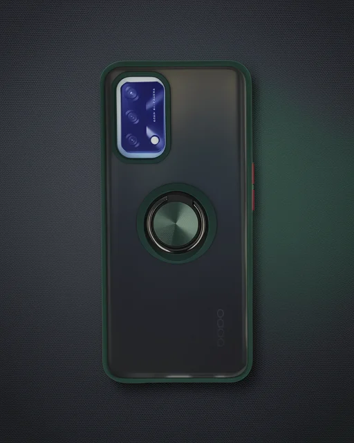 Oppo A74 4g Kılıf Montreal Yüzüklü Silikon Kapak - Yeşil