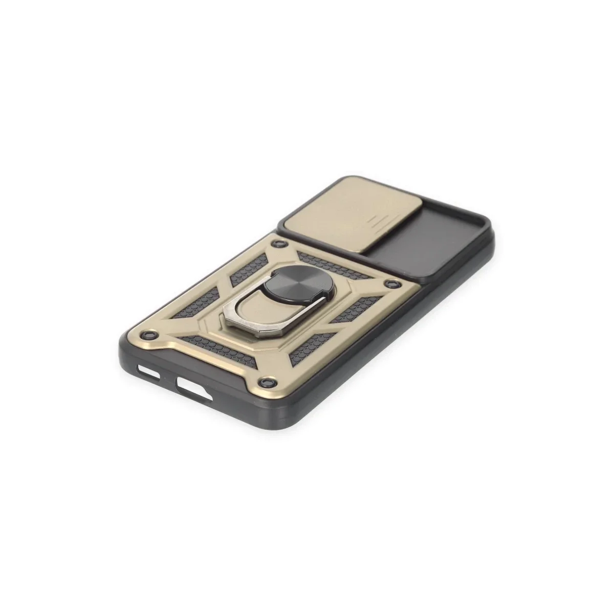 Samsung Galaxy S23 Kılıf Pars Lens Yüzüklü Silikon - Gold görsel 5