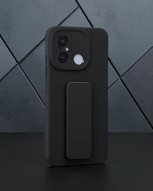Xiaomi Redmi 12c Kılıf Mega Standlı Silikon - Siyah