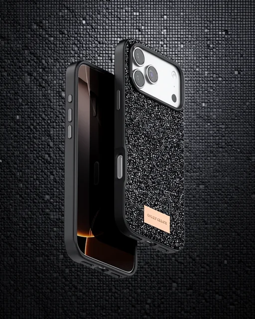 Onegif Apple İphone 17 Pro Bright Simli Kapak - Siyah