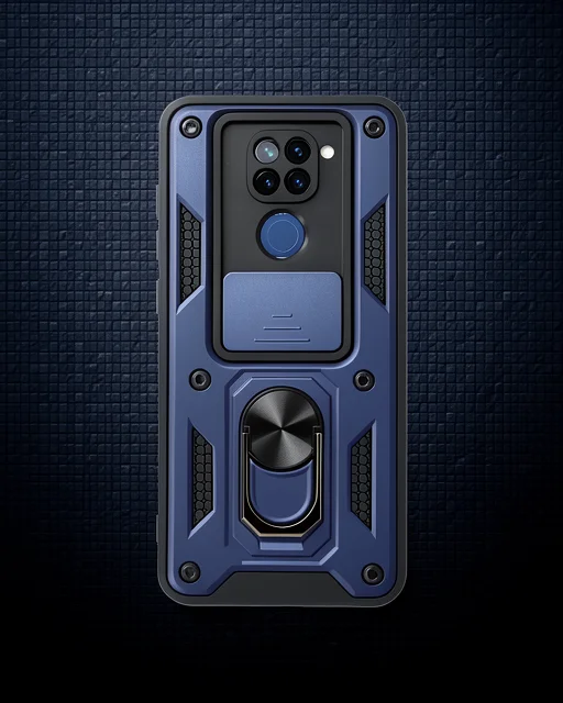 Xiaomi Redmi Note 9 Kılıf Pars Lens Yüzüklü Silikon - Lacivert