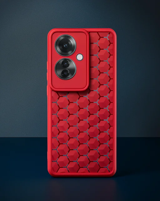 Oppo Reno 11f Kılıf Petek Silikon Kapak - Kırmızı