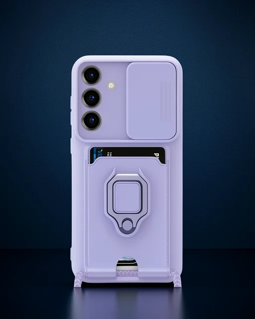Samsung Galaxy S25 Plus Kılıf Zuma Kartvizitli Yüzüklü Silikon - Lila