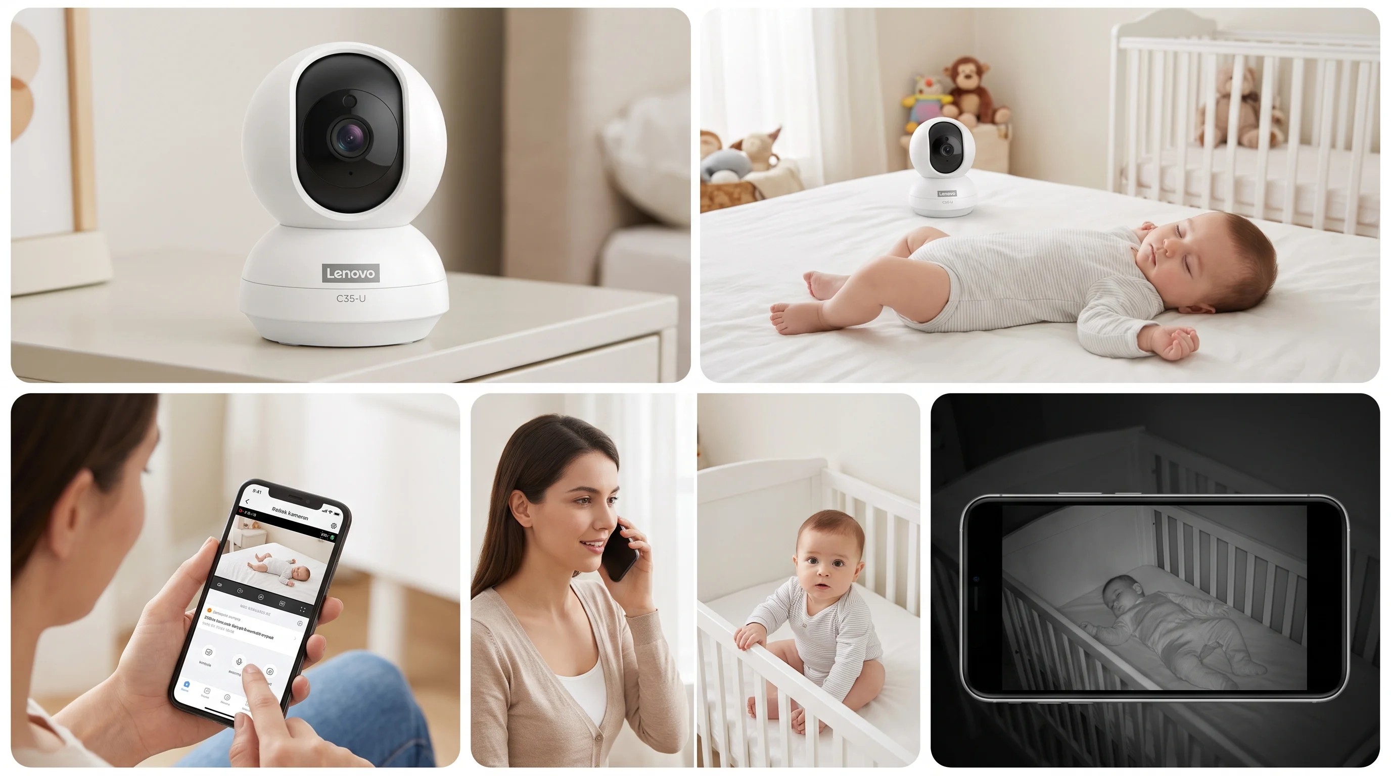 C35-U Akıllı Bebek & Ev Kamerası – Gece Görüşlü, Çift Yönlü Ses, Hareket Takipli Wi-Fi Güvenlik Kamerası görsel 2