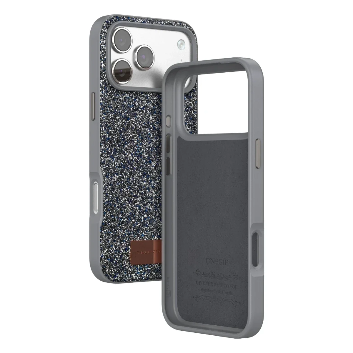 Onegif Apple iPhone 17 Pro Bright Simli Kapak - Gümüş görsel 3
