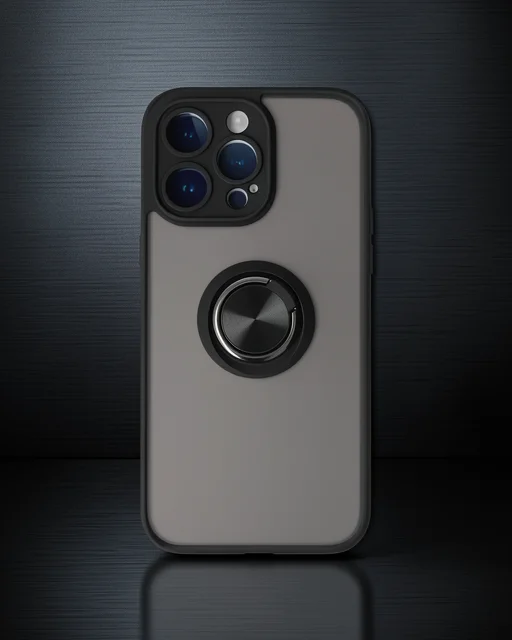 Apple İphone 14 Pro Max Kılıf Montreal Yüzüklü Silikon Kapak - Siyah