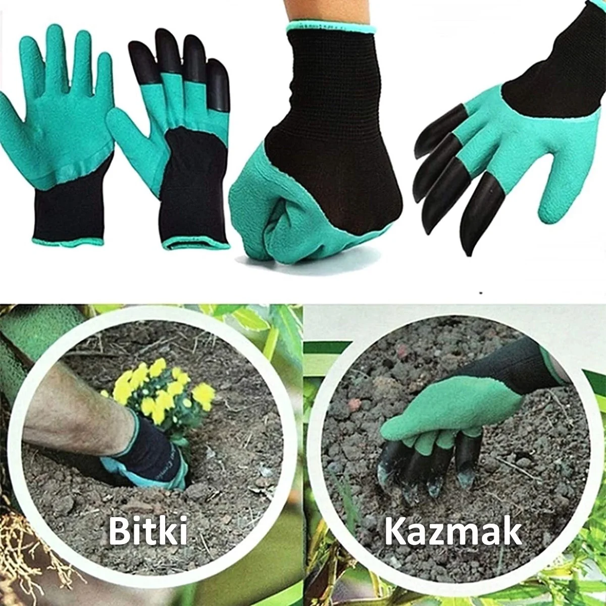 Toprak Kazma Ekme Çapalama İçin Korumalı Bahçe Bahçivan Eldiveni görsel 2