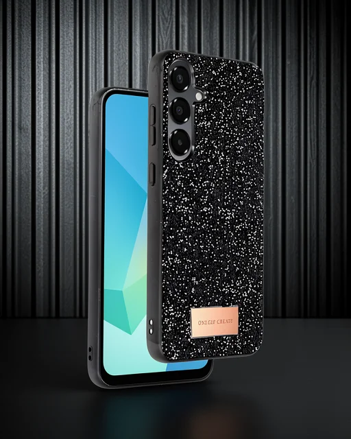 Onegif Samsung Galaxy A56 Bright Simli Kapak - Siyah