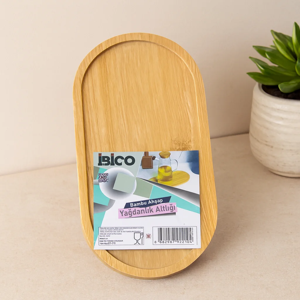 Oval Bambu ni Tepsi - Yağdanlık Altlık 12 x 23.3 x 0.8 cm