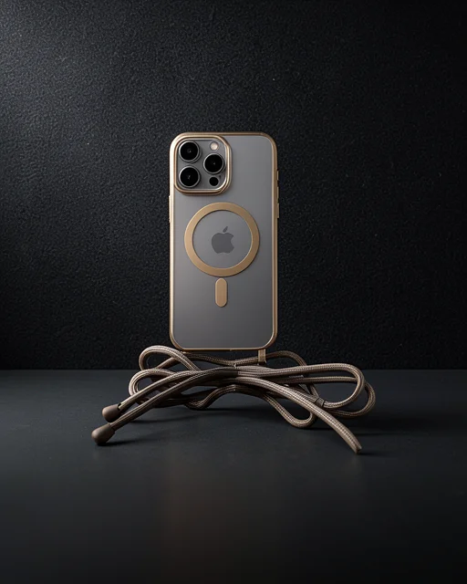 Apple İphone 12 Pro Kılıf Divo Lazer Askılı Magsafe Kapak - Gold