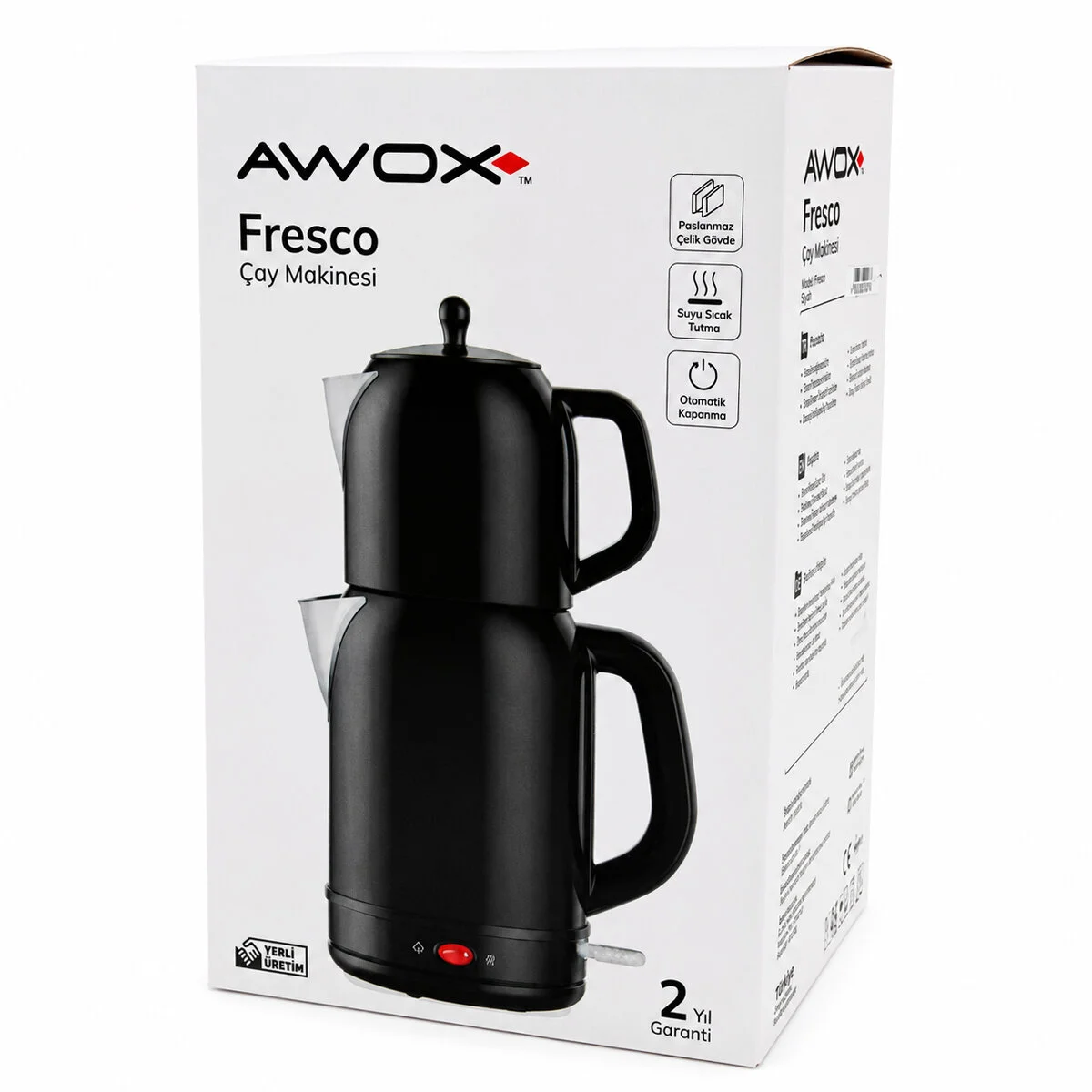 Awox Fresco Kırmızı Elektrikli Çay Makinesi Çaycı Set 1.7LT Su Isıtıcı + 1.2LT Demlik Paslanmaz Çelik Gövde 2200W görsel 2