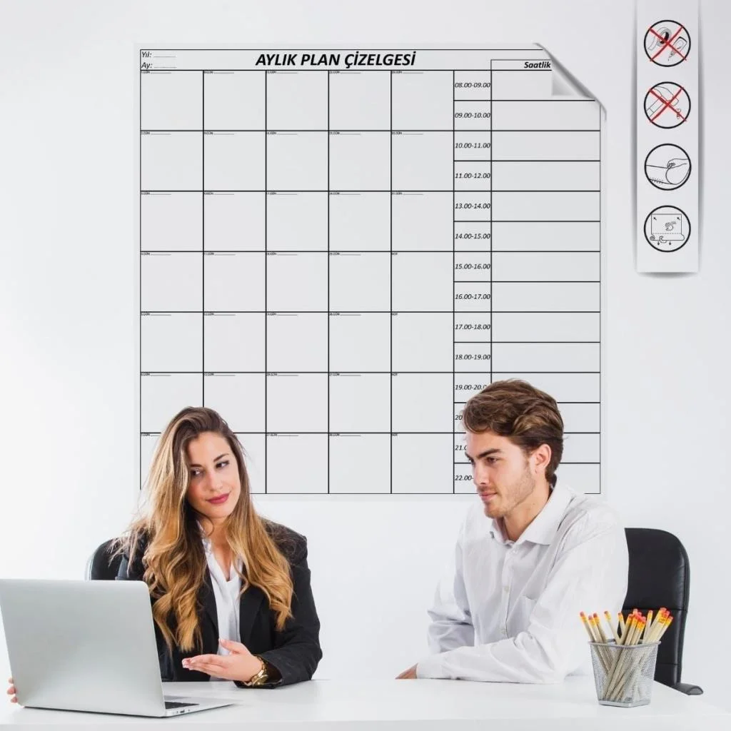 Aylık Planlayıcı Manyetik Duvar Stickerı Takvim Plan Çizelgesi görsel 3