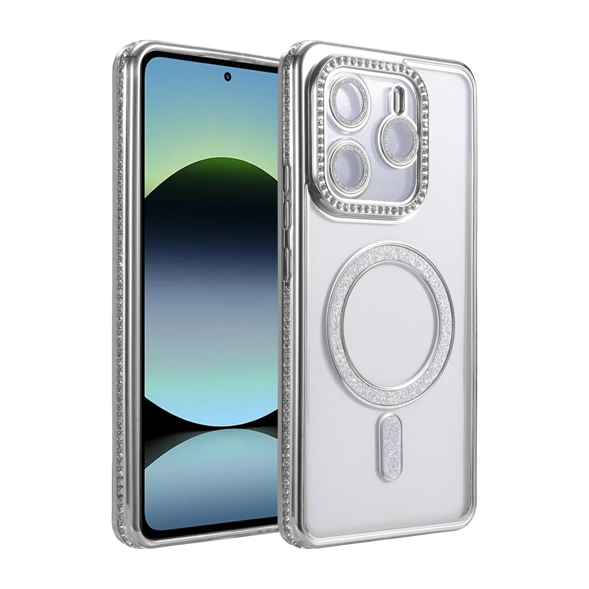 Xiao Red Note 14 4g Joke Simli Magneticsafe Kılıf - Gümüş