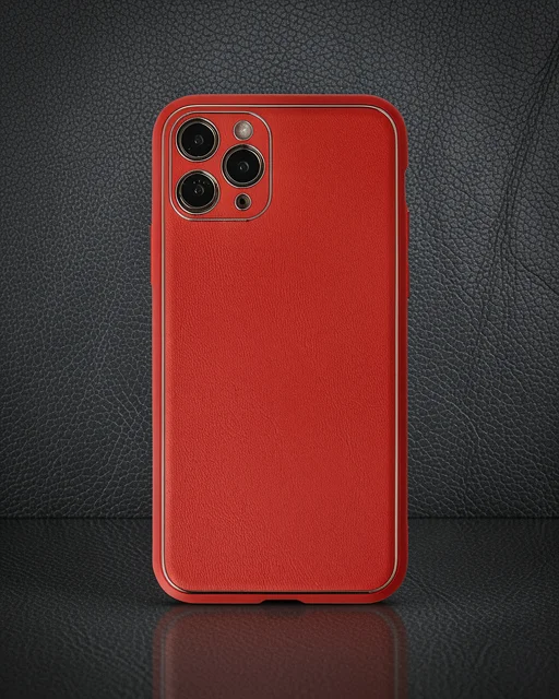 Apple İphone 11 Pro Max Kılıf Coco Deri Silikon Kapak - Kırmızı