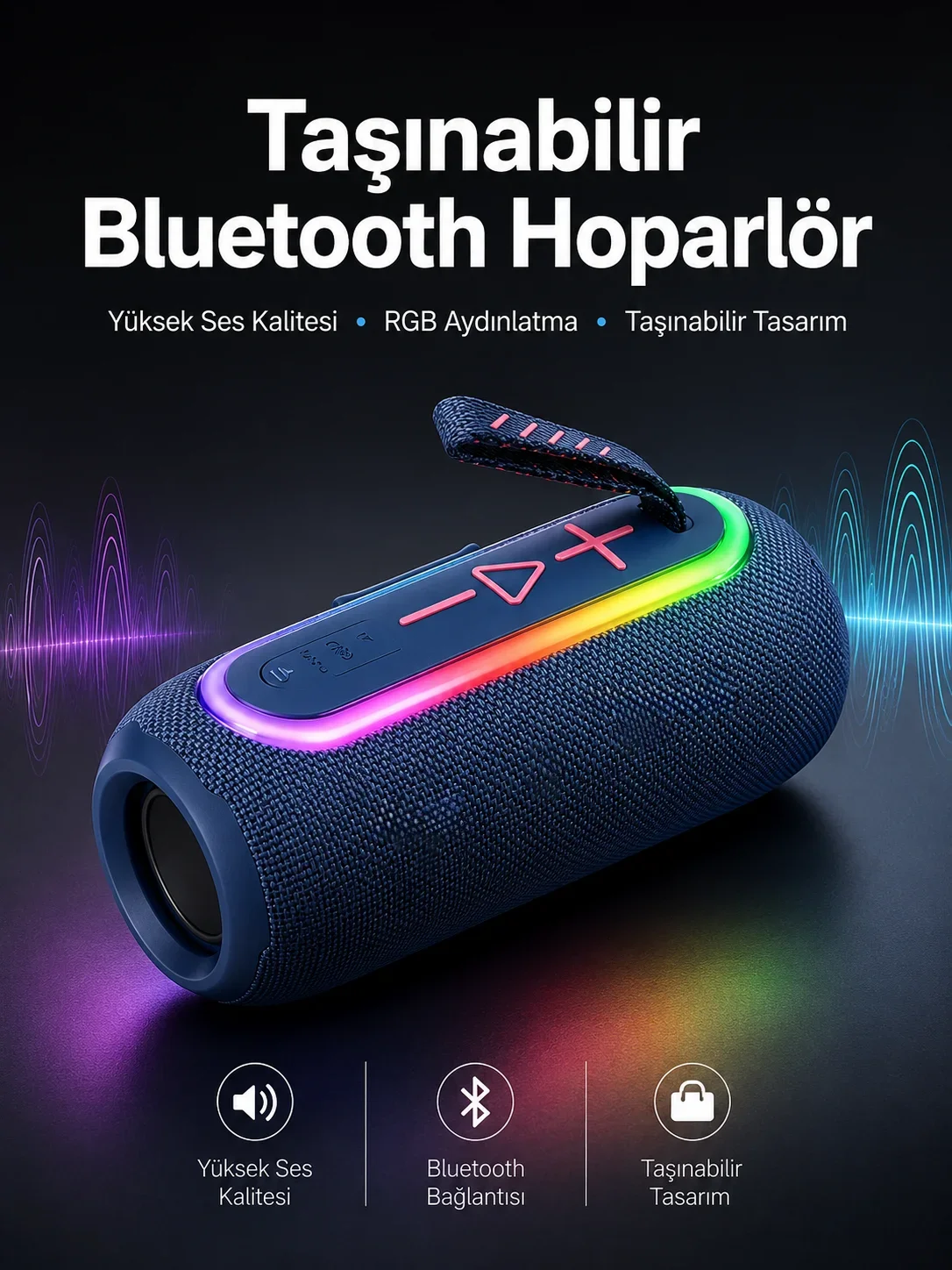 Kablosuz Bluetooth Hoparlör Uzun Pil Ömrü Taşınabilir