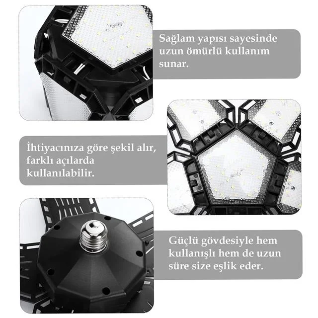 Ledx Ayarlanabilir Açılı 3 Kanatlı 72 Smd Ledli Galaxy Projektör Işığı 40W 4400 Lumen E27 32cm görsel 2